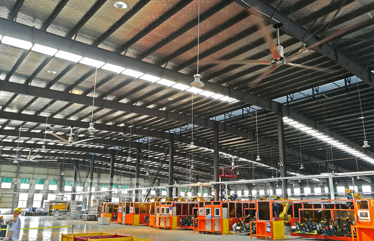 汽配廠半開(kāi)放車間工業(yè)大風(fēng)扇降溫